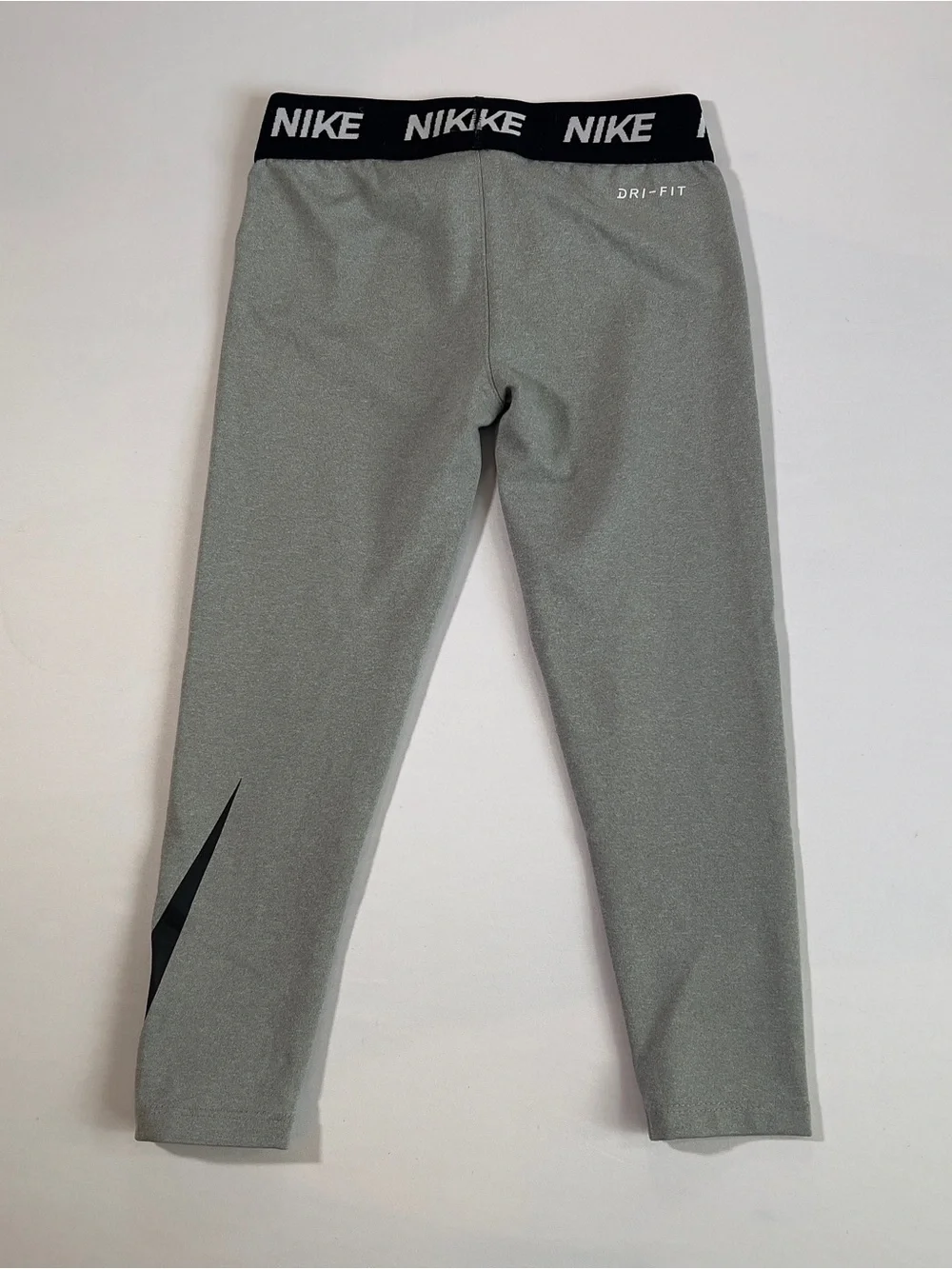 Nike Kids Gray Leggings with Black Logo Waistband